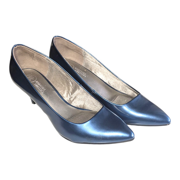 Mootsies Tootsies - Heeled Pump-Navy Blue Metallic - US Size 6.5 With Box - Picture 1 of 7